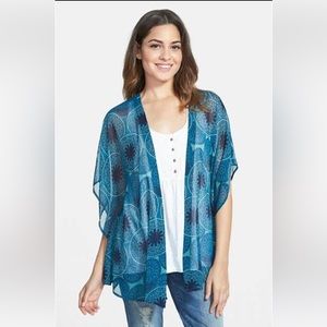 Sun & Shadow Blue Pattern Kimono/Coverup